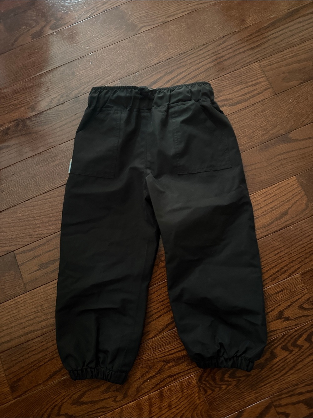 Kids Black Elastic-Waist waterproof Jogger Pants
